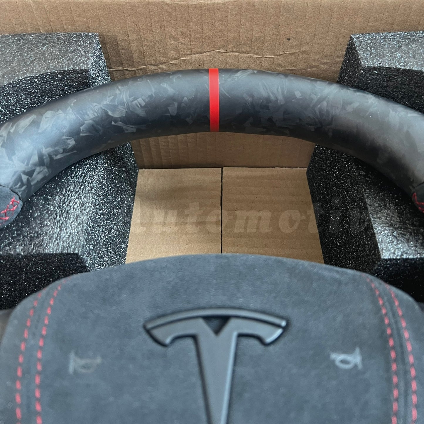Model 3 霧面鍛造碳纖維方向盤(Alcantara)-全套