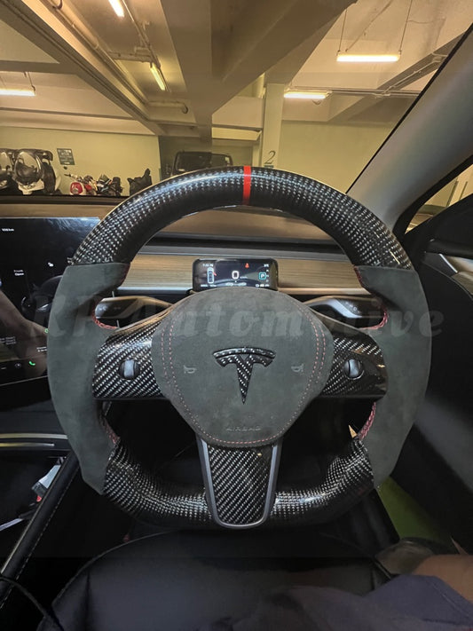 Model Y Gloss Carbon Fiber Steering Wheel (Alcantara)