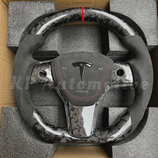 Model Y Gloss Forged Carbon Steering Wheel (Alcantara)