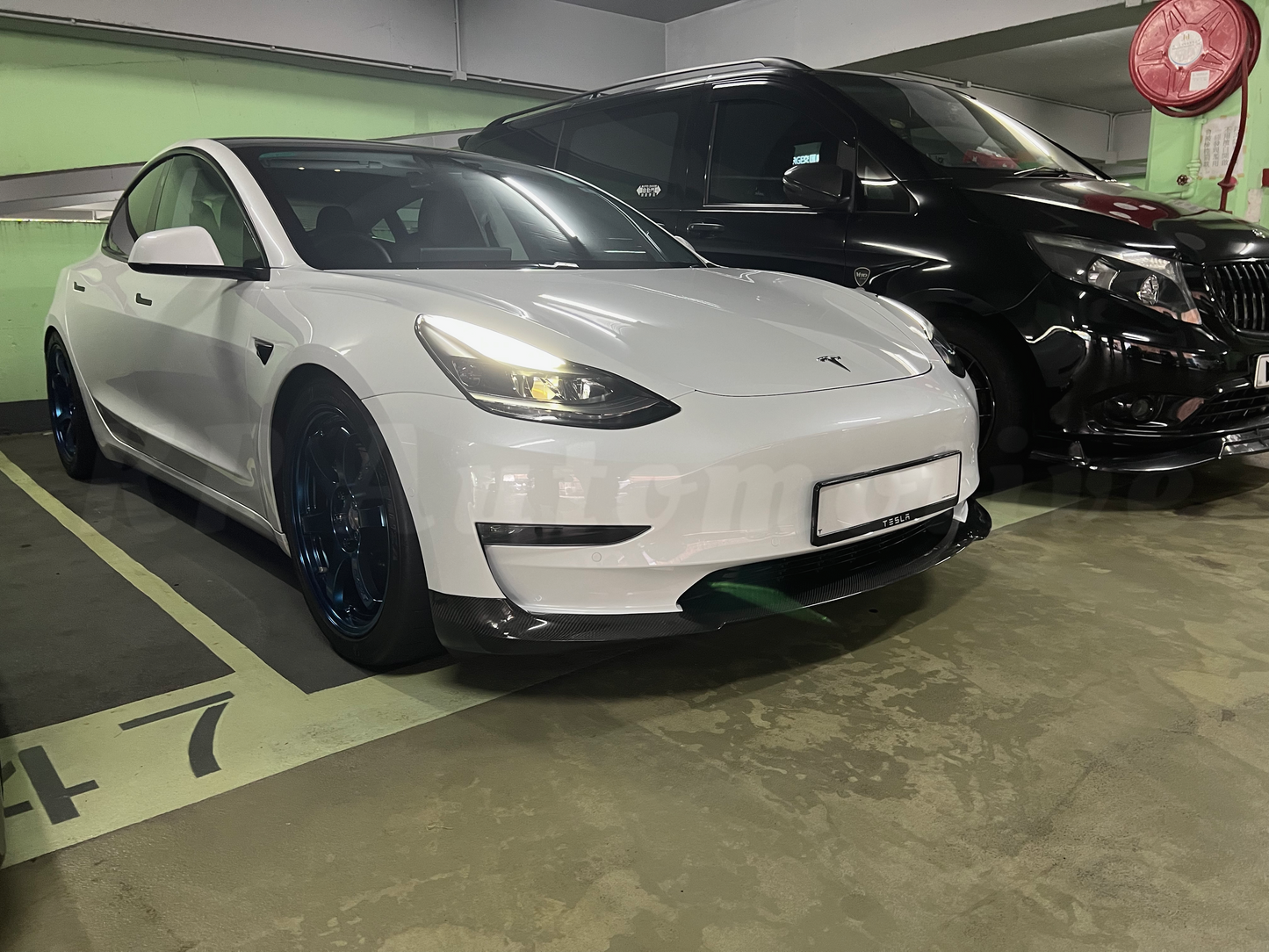 KPA Model 3 T Style Carbon Front Lip (Gloss)