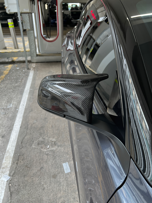 KPA Model 3 M-Style Carbon Fiber Mirror Cap Replacements (Gloss Finish)